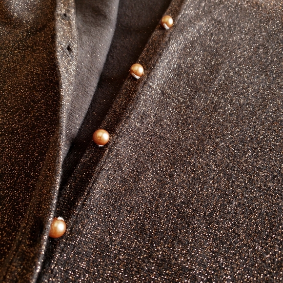 VINTAGE 90s Metallic & Brown Button Cardigan by August Silk - Picture 7 of 8
